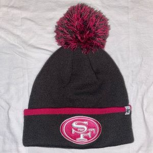 San Francisco 49ers Pink & Grey Pom Pom Beanie